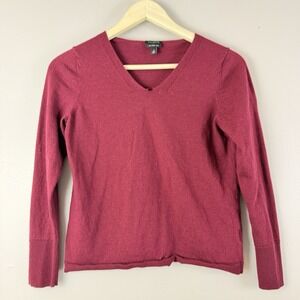 Talbots 100% Merino Wool Sweater Womens Medium Maroon V Neck Lightweight